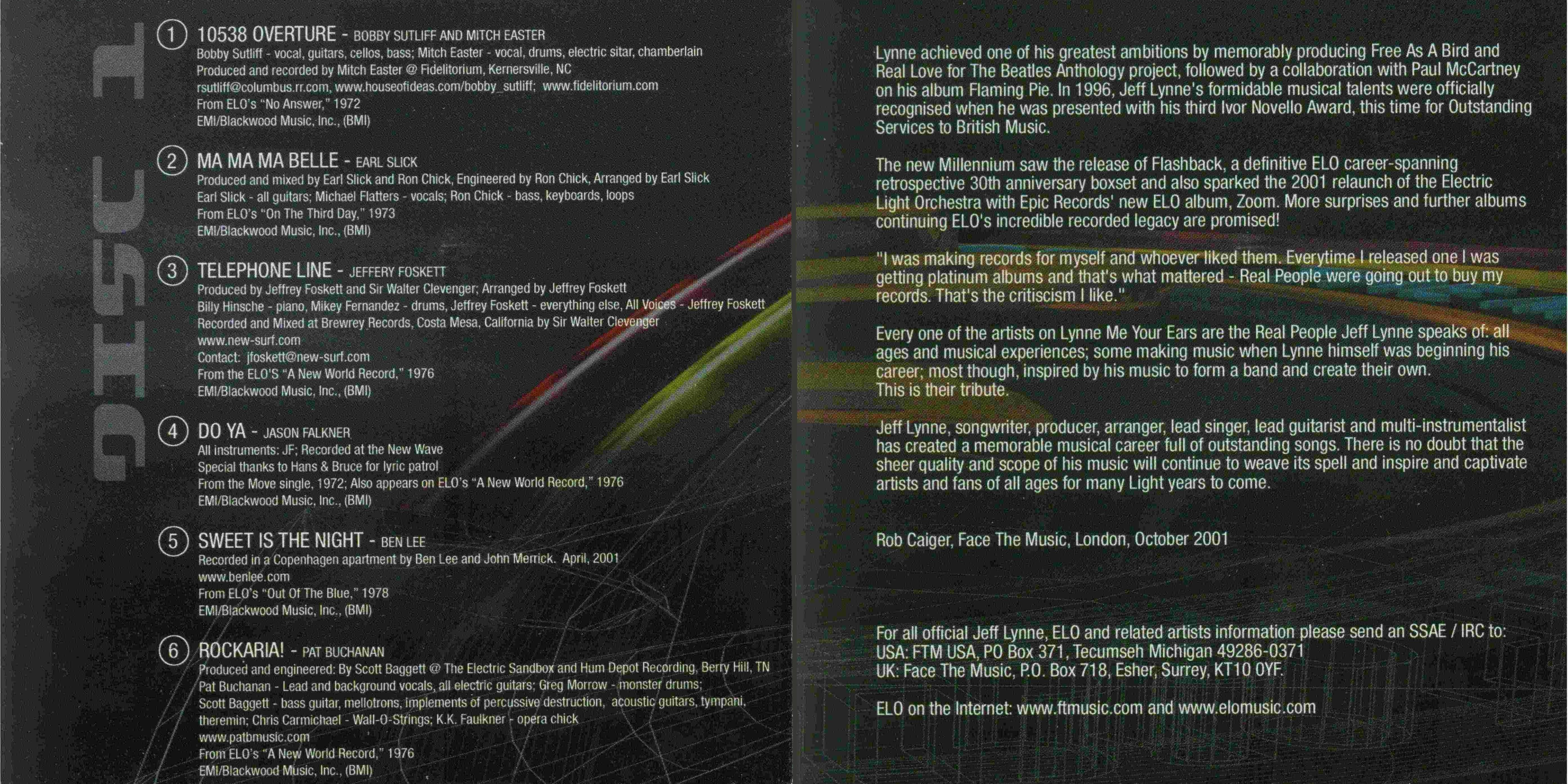 Electric Light Orchestra  Lynne Me Your Ears; A Tribute To The Music Of Jeff Lynne : Booklet 2